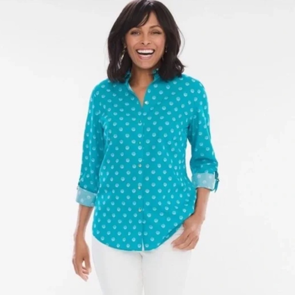 Chicos Button Down Blouse Size Small - image 2